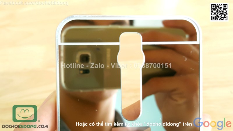 Ốp lưng Asus Zenfone 2 ZE551ML viền nhôm lưng tráng gương
