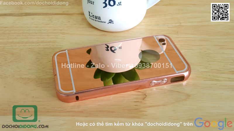 Ốp lưng iPhone 4 4s viền nhôm lưng tráng gương