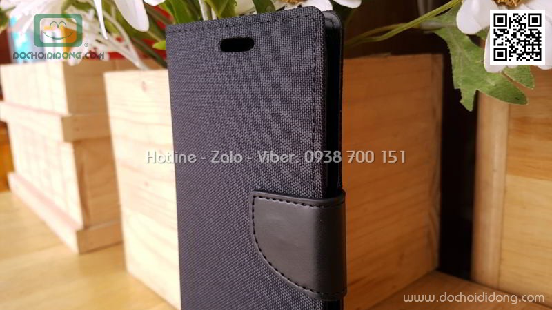 Bao da Samsung S8 Mercury Canvas Diary vân vải nhét card