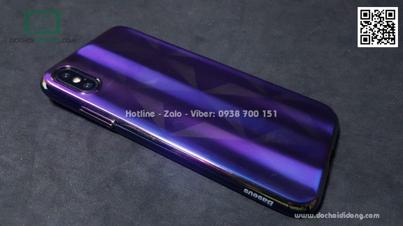 Ốp lưng iPhone X XS Baseus Aurora lưng nhám đổi màu