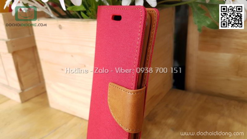 Bao da Samsung S8 Mercury Canvas Diary vân vải nhét card