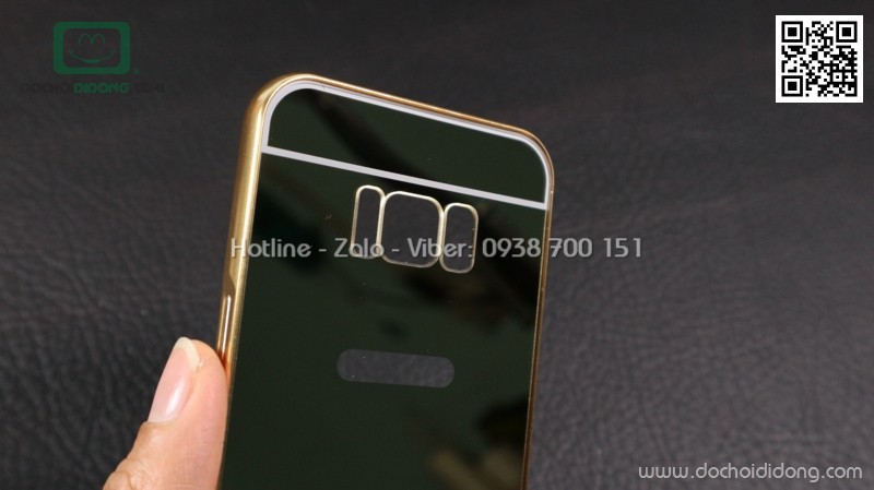 Ốp lưng Samsung S8 Plus viền nhôm lưng tráng gương