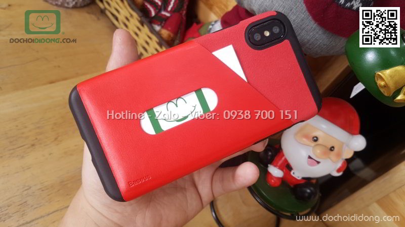 Ốp lưng iPhone X Baseus lưng vải nhét card