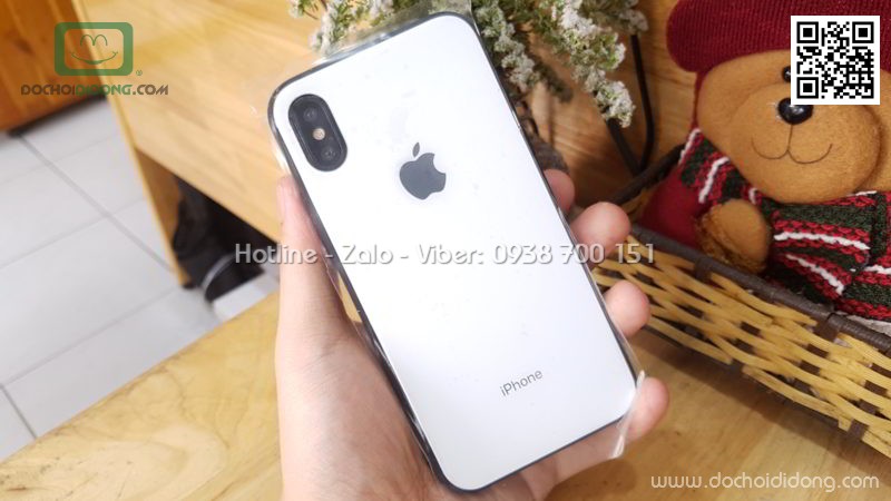 Ốp lưng iPhone X XS Hojar lưng kính cường lực viền mềm