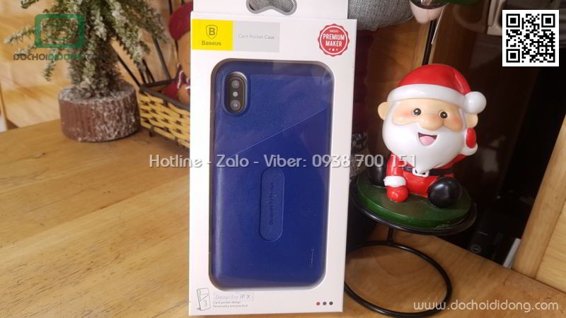 Ốp lưng iPhone X Baseus lưng vải nhét card