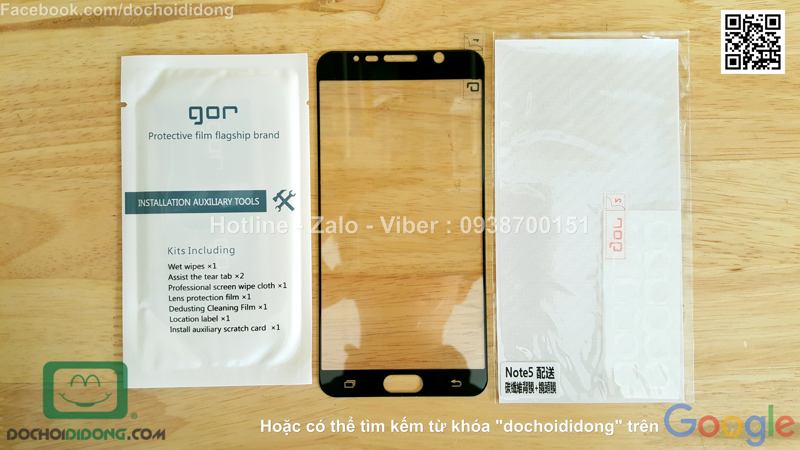 Miếng dán cường lực Samsung Galaxy Note 5 Gor 9H full màn hình