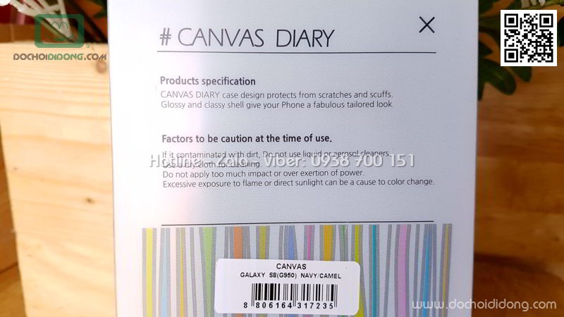 Bao da Samsung S8 Mercury Canvas Diary vân vải nhét card