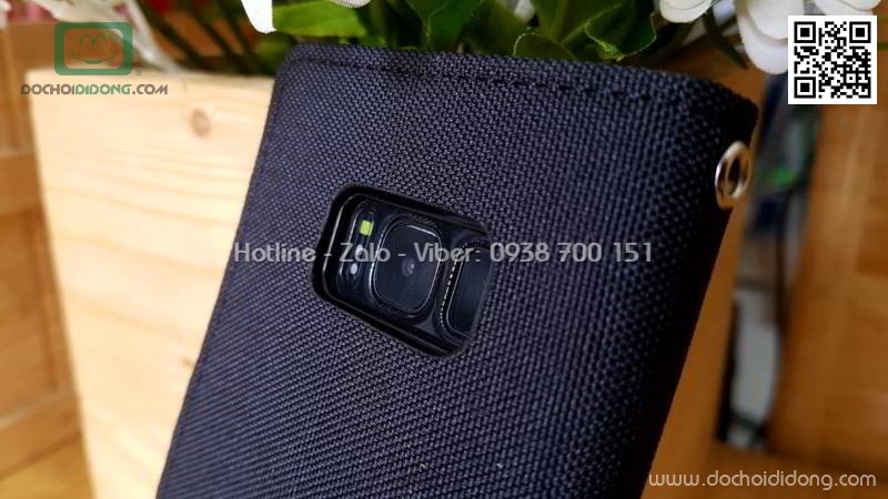 Bao da Samsung S8 Mercury Canvas Diary vân vải nhét card