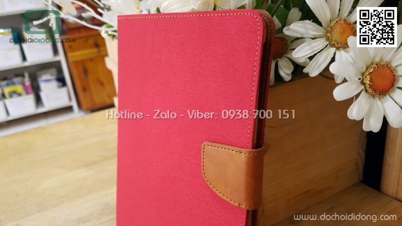 Bao da iPad Mini 1 2 3 Mercury Canvas Diary vân vải nhét card