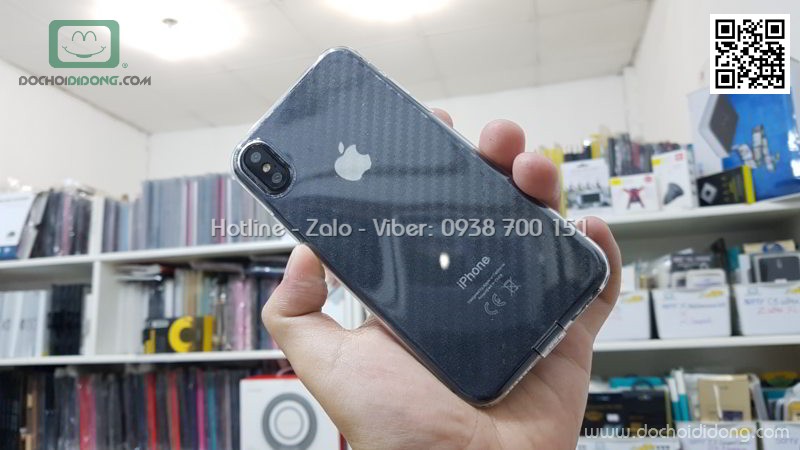 Ốp lưng iPhone X XS Zacase dẻo trong có nắp đậy cống sạc