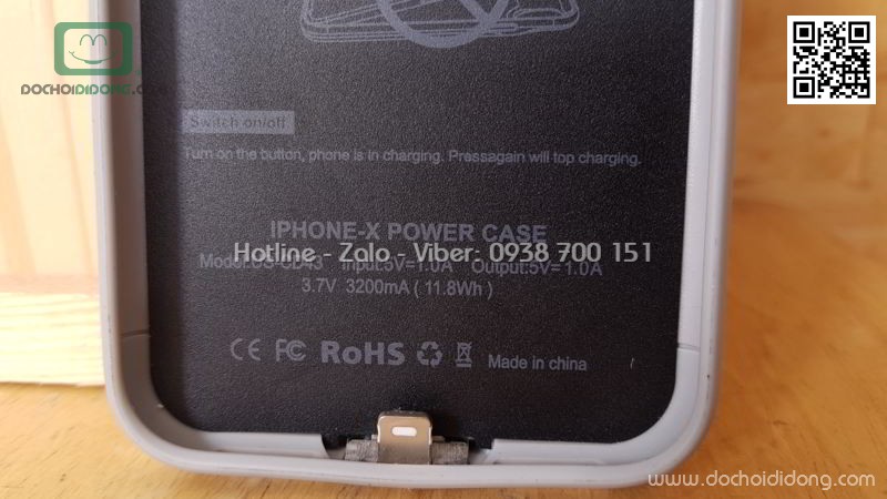 Ốp lưng kiêm sạc dự phòng iPhone X Usams 3200 mAh
