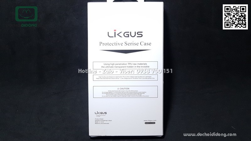 Ốp lưng iPhone XS Max Likgus chống sốc lưng nhám trong
