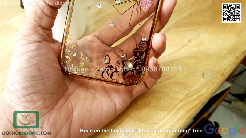 Ốp lưng Samsung Galaxy S6 dẻo trong đính đá