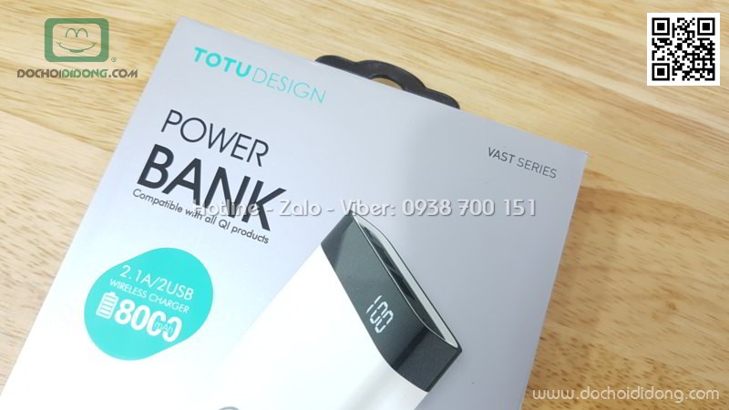 Sạc không dây kèm sạc dự phòng Totu 8000mAh