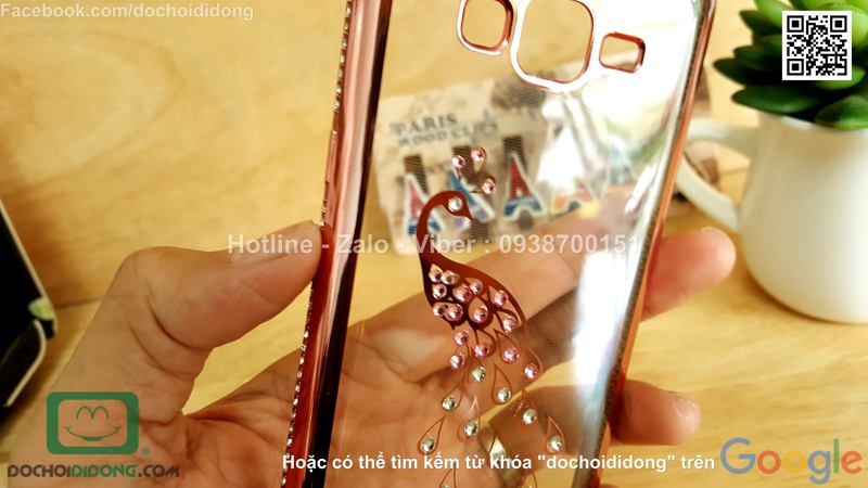 Ốp lưng Samsung Galaxy Grand Prime G530 đính đá hình con công