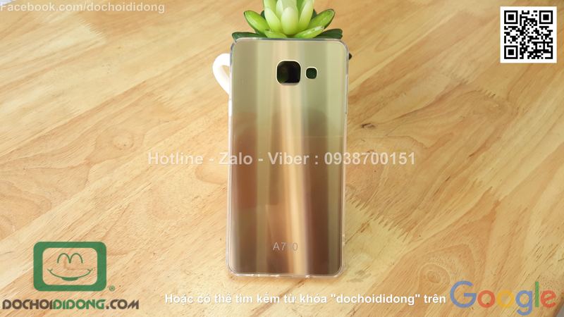 Ốp lưng Samsung Galaxy A7 2016 loại dẻo lưng vàng óng ánh