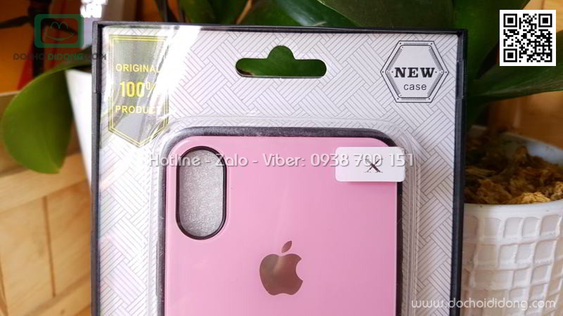 Ốp lưng iPhone X Hojar lưng kính cường lực viền mềm