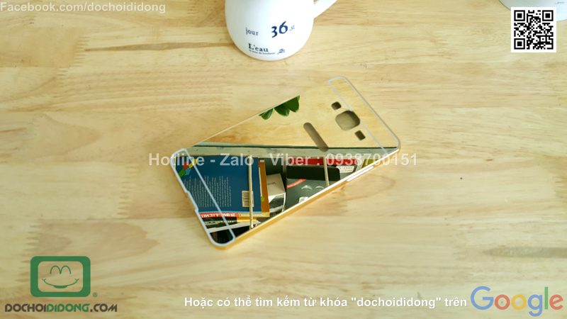 Ốp lưng Samsung Galaxy On7 viền nhôm lưng tráng gương