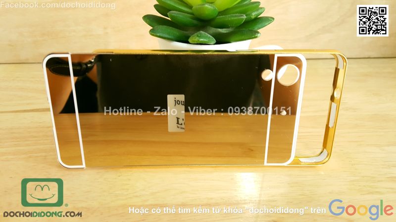 Ốp lưng HTC Desire 626 viền nhôm lưng tráng gương