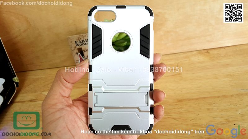 Ốp lưng iPhone 8 Iron Man chống sốc có chống lưng