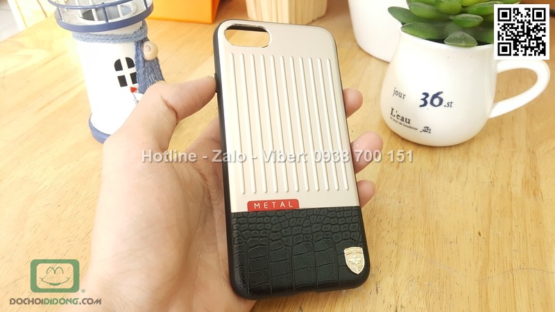 Ốp lưng iPhone 7 Meephone Metal bọc da
