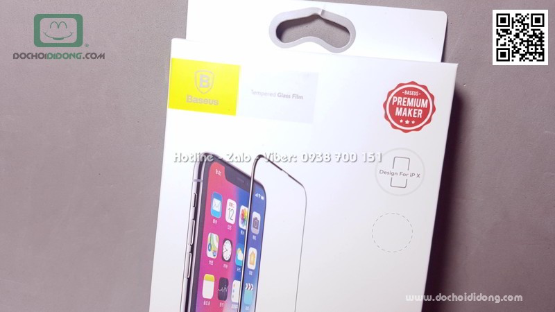 Miếng dán cường lực iPhone X XS Baseus Edge full màn hình