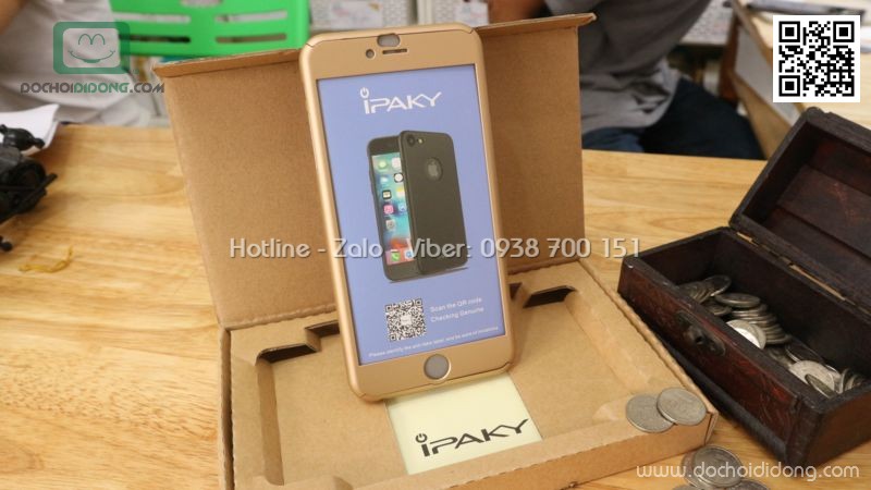 Ốp lưng iPhone 6 Plus Ipaky bảo vệ 360 độ có kính cường lực