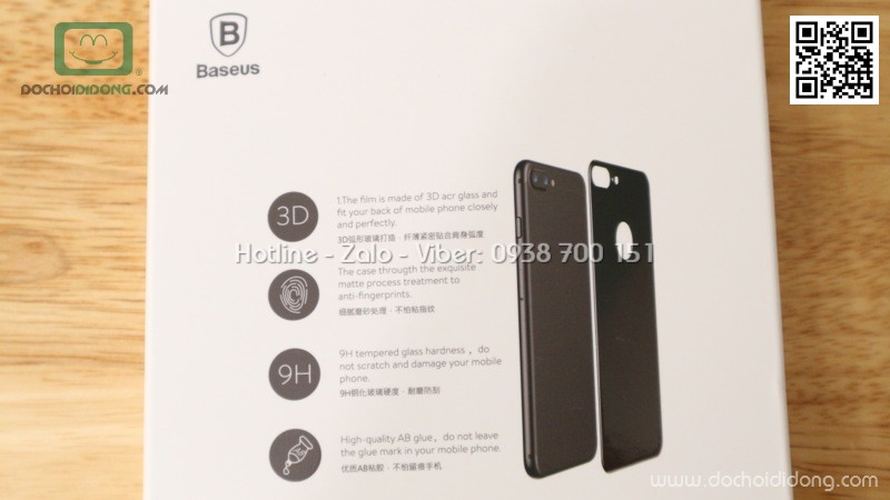 Miếng dán cường lực mặt lưng iPhone 8 Baseus 3D