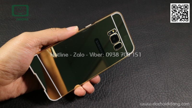 Ốp lưng Samsung S8 viền nhôm lưng tráng gương