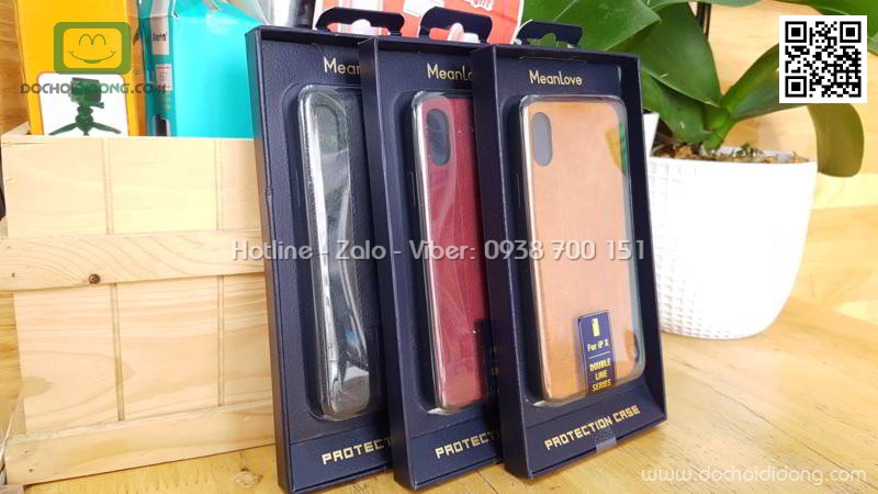 Ốp lưng iPhone X Mean Love lưng da chống sốc