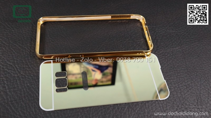 Ốp lưng Samsung S8 Plus viền nhôm lưng tráng gương