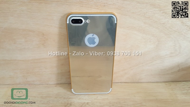 Ốp lưng iPhone 8 Plus viền nhôm lưng tráng gương