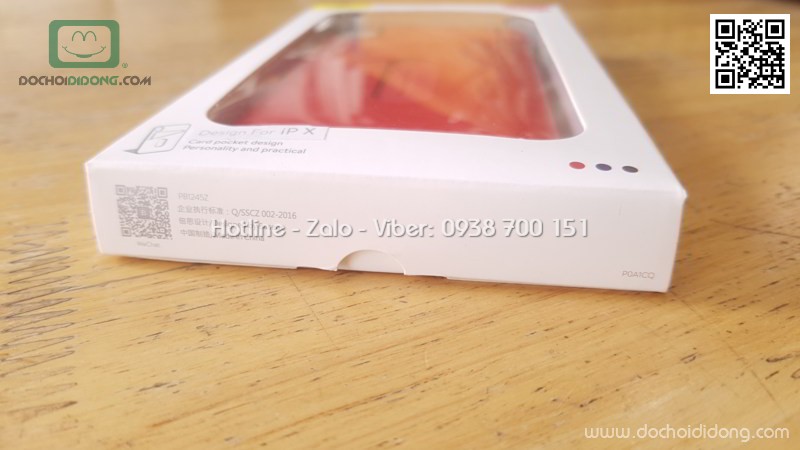 Ốp lưng iPhone X XS Baseus lưng vải nhét card