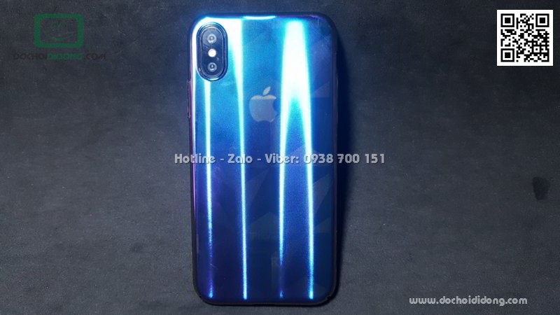 Ốp lưng iPhone X XS Baseus Aurora lưng nhám đổi màu