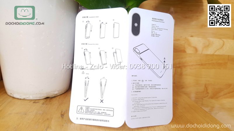 Ốp lưng sạc dự phòng iPhone X Baseus 3500mah