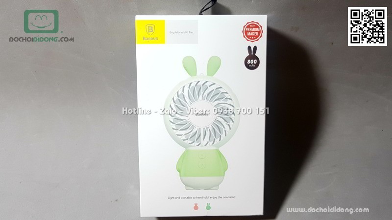 Quạt mini đa năng Baseus hình con thỏ có đèn 800 mAh