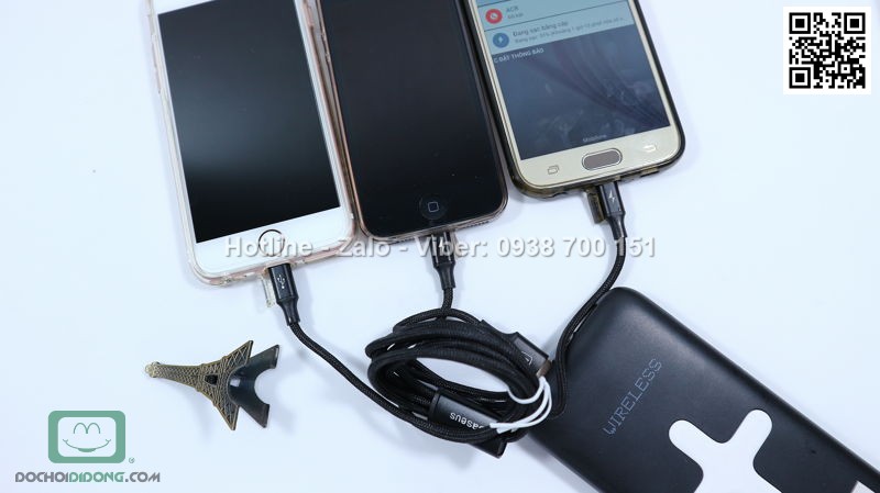 Cáp đa năng 3 trong 1 Baseus 2 Lightning 1 microUSB