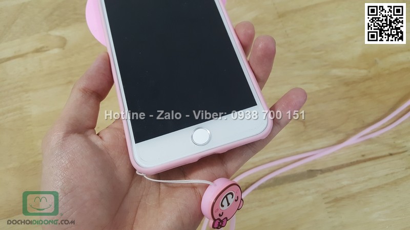 Ốp lưng iPhone 8 Plus dẻo hình thú có dây đeo