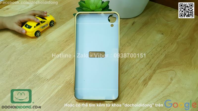 Ốp lưng HTC Desire 820 viền nhôm lưng tráng gương