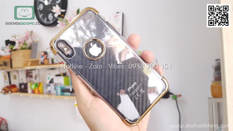 Ốp lưng iPhone X XS Zacase dẻo trong viền màu chống sốc