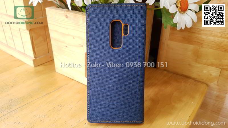 Bao da Samsung S9 Plus Mercury Canvas Diary vân vải nhét card