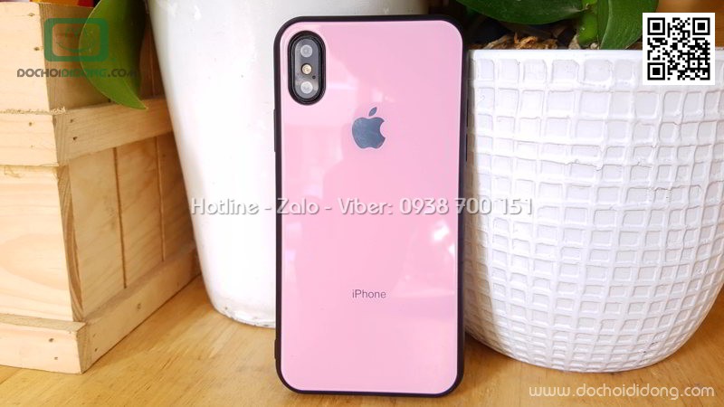 Ốp lưng iPhone X XS Hojar lưng kính cường lực viền mềm