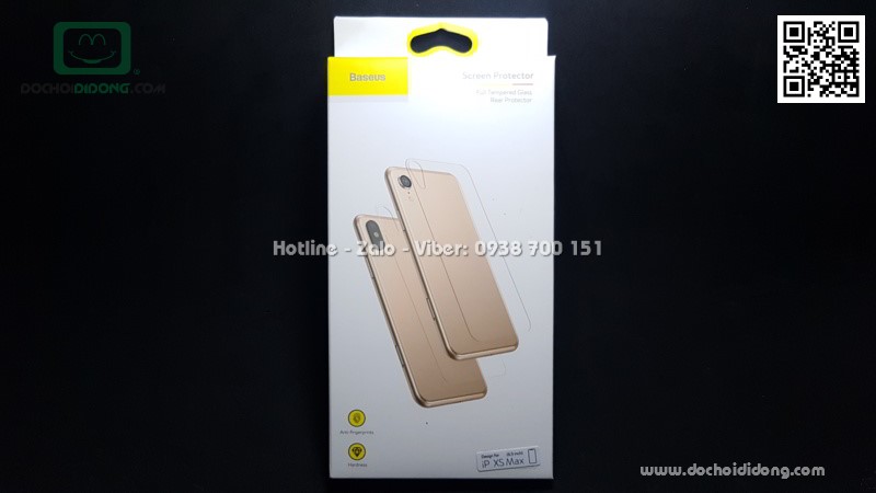 Miếng dán cường lực mặt lưng iPhone Xs Max Baseus trong suốt 9H