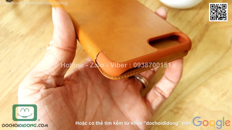 Bao da iPhone 8 Plus Nillkin Qin vân sần