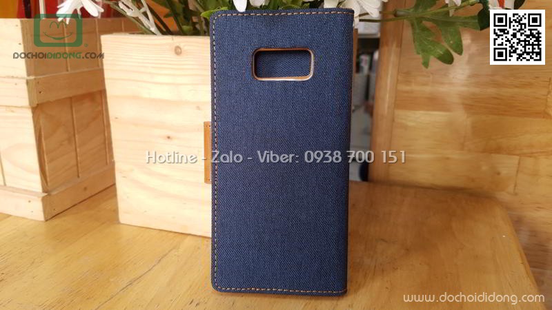 Bao da Samsung S8 Mercury Canvas Diary vân vải nhét card