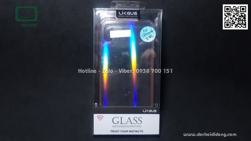 Ốp lưng iPhone XS Max Likgus Aurora lưng kính đổi màu
