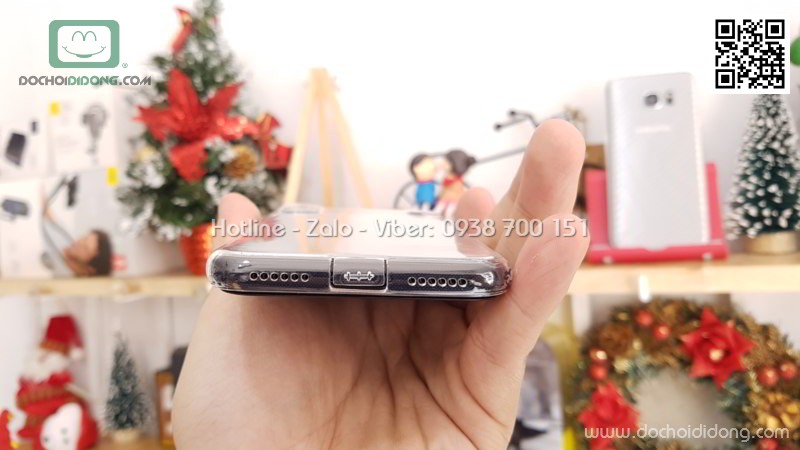 Ốp lưng iPhone X Zacase dẻo trong bảo vệ camera và chân sạc