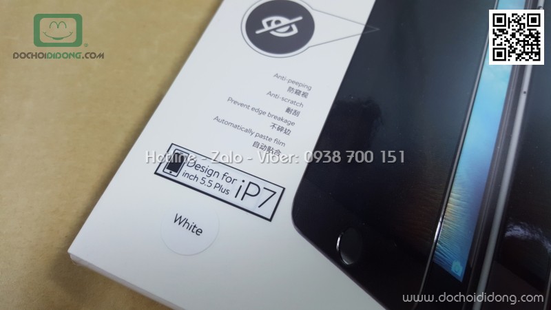 Miếng dán cường lực chống nhìn trộm iPhone 7 Plus Baseus full màn hình