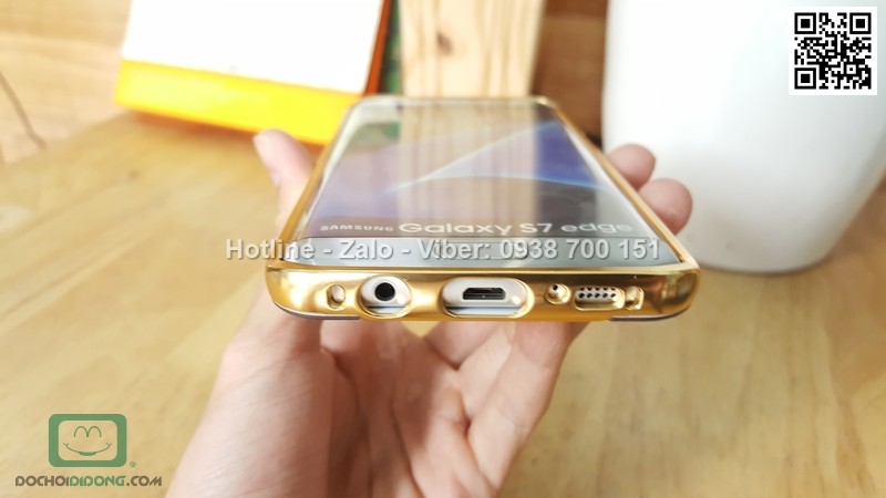 Ốp lưng Samsung Galaxy S7 Edge viền nhôm lưng tráng gương