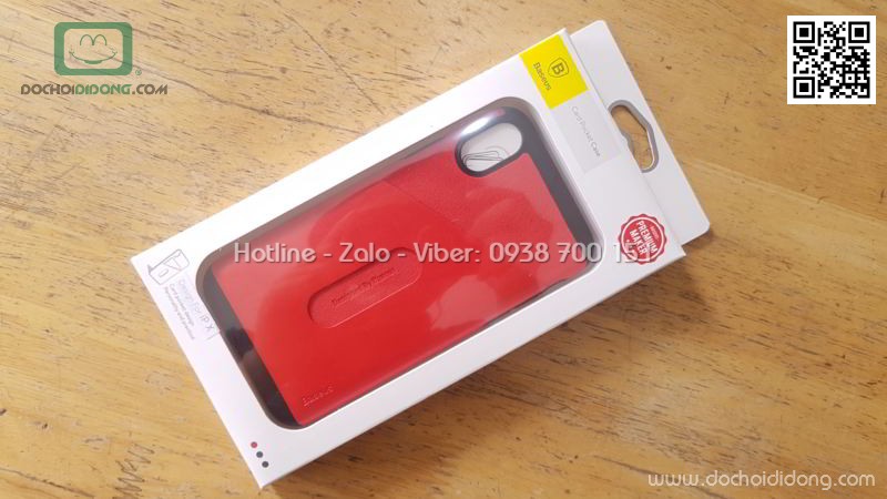 Ốp lưng iPhone X XS Baseus lưng vải nhét card